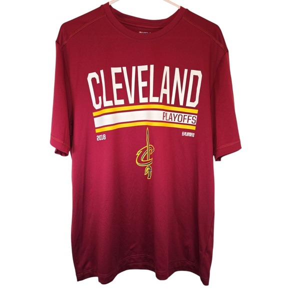 Cleveland Cavaliers Mens L T-Shirt‎ 2018 Playoffs Short Sleeve Red TX3 Cool Cavs - Picture 1 of 8